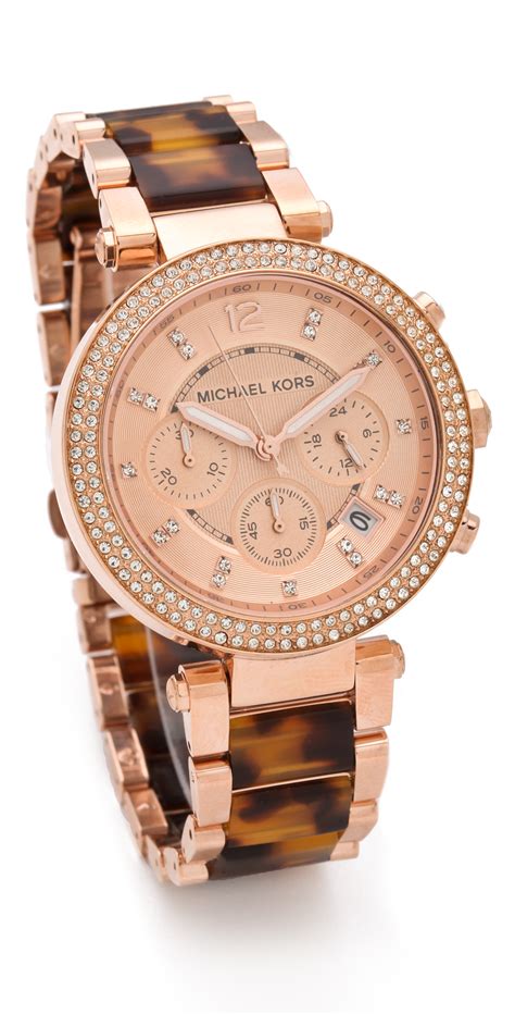 rose gold diamond watch michael kors|michael kors parker chronograph watch.